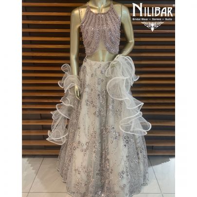 Thunder Grey Net Lehenga