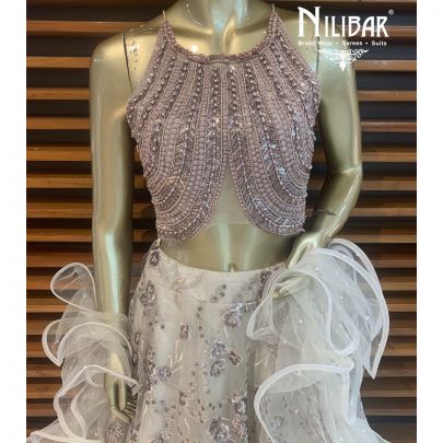 Thunder Grey Net Lehenga