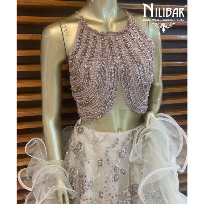 Thunder Grey Net Lehenga