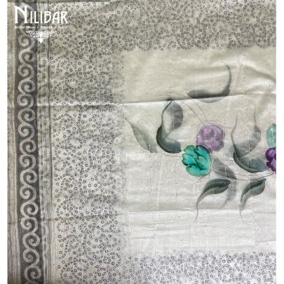 White and Grey Cotton Unstitched Suit