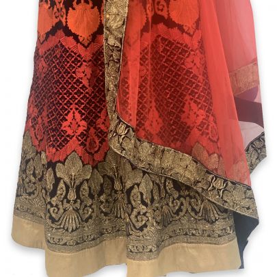 Berry Red and Black Lehenga