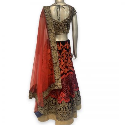 Berry Red and Black Lehenga