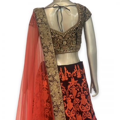 Berry Red and Black Lehenga