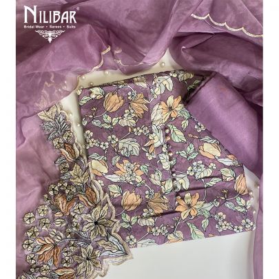 Purple Rayon Cotton Unstitched Suit