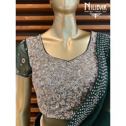 Bottle Green Georgette Beautiful Saree