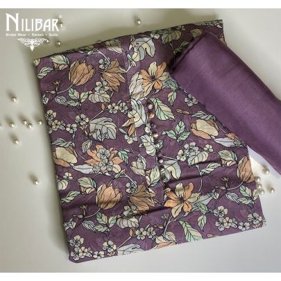 Purple Rayon Cotton Unstitched Suit