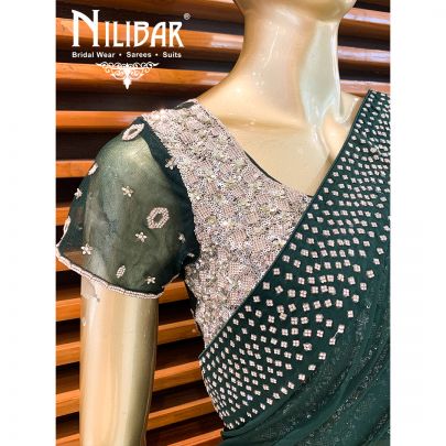 Bottle Green Georgette Beautiful Saree