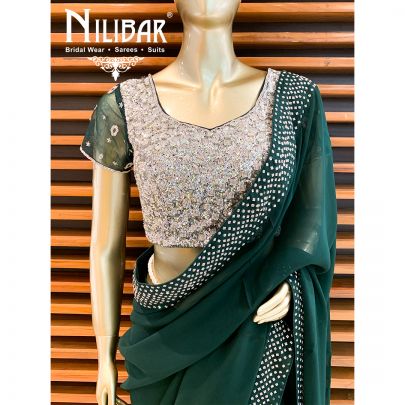 Bottle Green Georgette Beautiful Saree