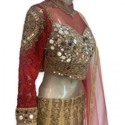 Maroon and Beige Lehenga