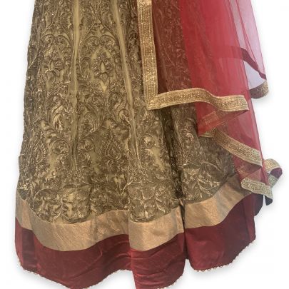 Maroon and Beige Lehenga
