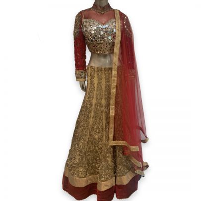 Maroon and Beige Lehenga