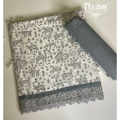 Light Grey Cotton Unstitched Suit