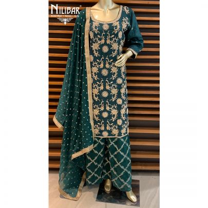 Sacramento Green Silk Plazzo Suit