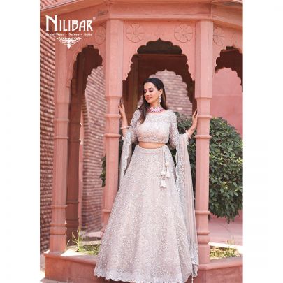 Mushroom Grey Net Lehenga