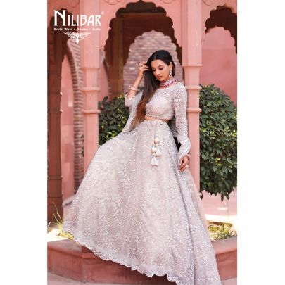 Mushroom Grey Net Lehenga