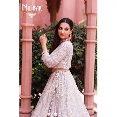 Mushroom Grey Net Lehenga