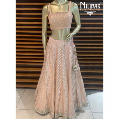 Grey and Pink Jacket Style Lehenga