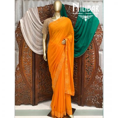 Carrrot Orange Georgette Saree