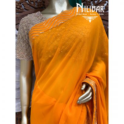 Carrrot Orange Georgette Saree