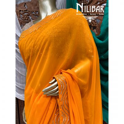 Carrrot Orange Georgette Saree