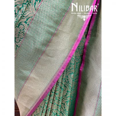 Shamrock green Silk Banarasi Saree
