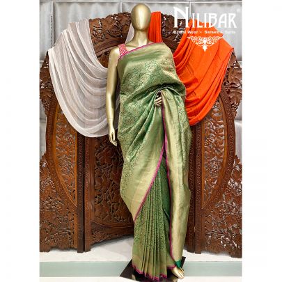 Shamrock green Silk Banarasi Saree