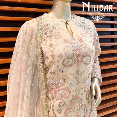 Cosmic Latte Georgette Pant Suit