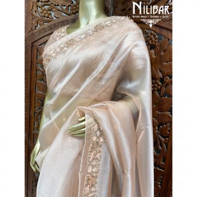 Peach Organza Traditional Saree