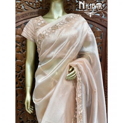 Peach Organza Traditional Saree