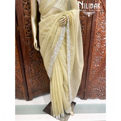 Lime Organza Traditional Saree