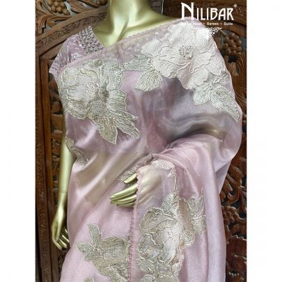 Onion Pink Organza Traditional Saree