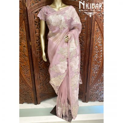 Onion Pink Organza Traditional Saree