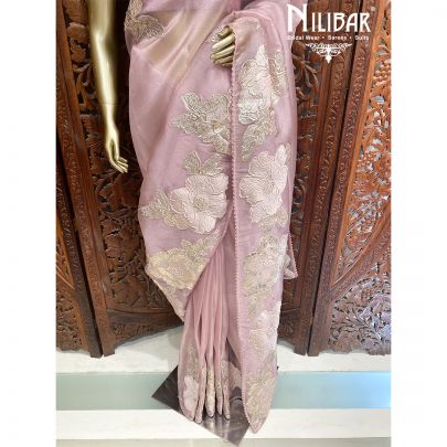 Onion Pink Organza Traditional Saree