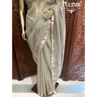 Squirrel Grey Organza Traditional Saree