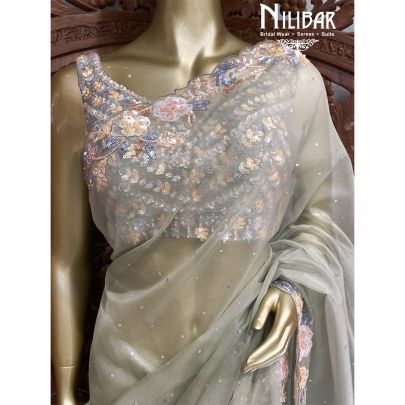 Squirrel Grey Organza Traditional Saree