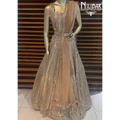 Pastel Brown Net Lehenga