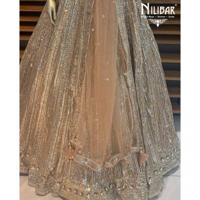 Pastel Brown Net Lehenga