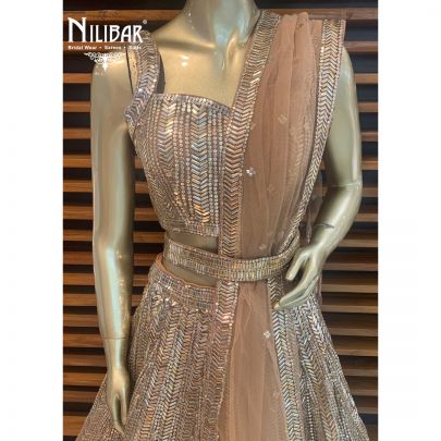 Pastel Brown Net Lehenga
