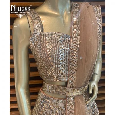 Pastel Brown Net Lehenga