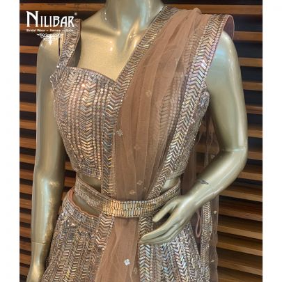 Pastel Brown Net Lehenga