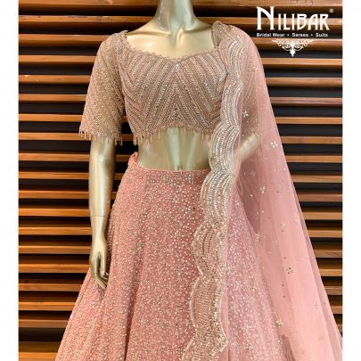 Peach Net Lehenga