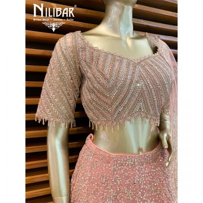Peach Net Lehenga