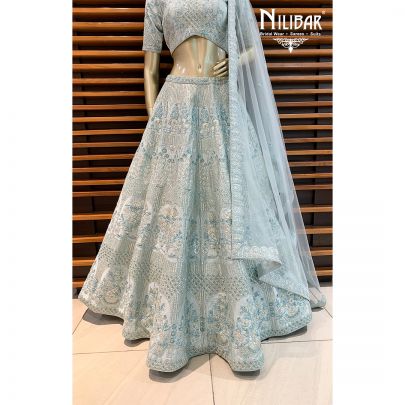Ice Blue Silk Lehenga