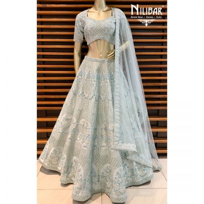 Ice Blue Silk Lehenga