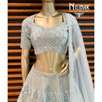 Ice Blue Silk Lehenga