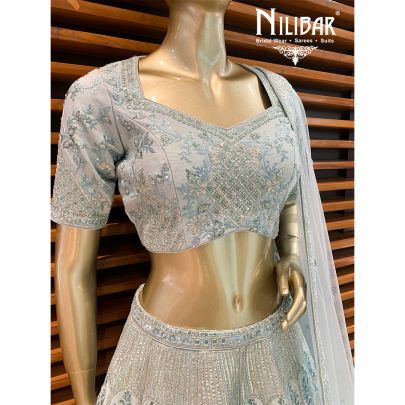 Ice Blue Silk Lehenga