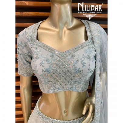 Ice Blue Silk Lehenga