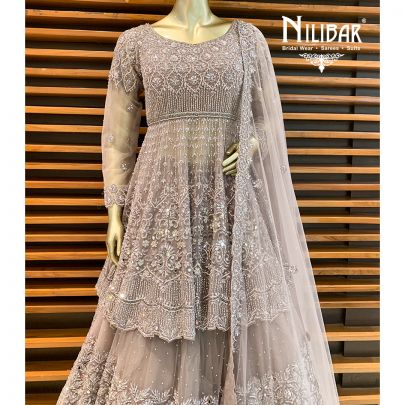 Grey Net Lehenga