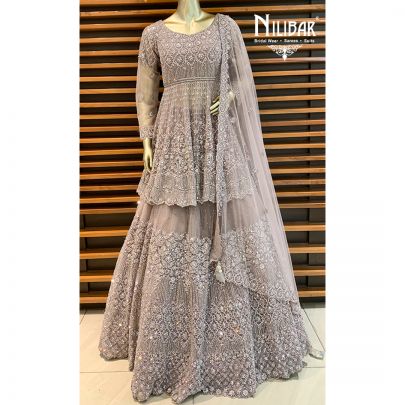 Grey Net Lehenga
