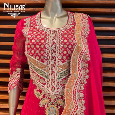 Amarnath Red Georgette Anarkali Lehenga